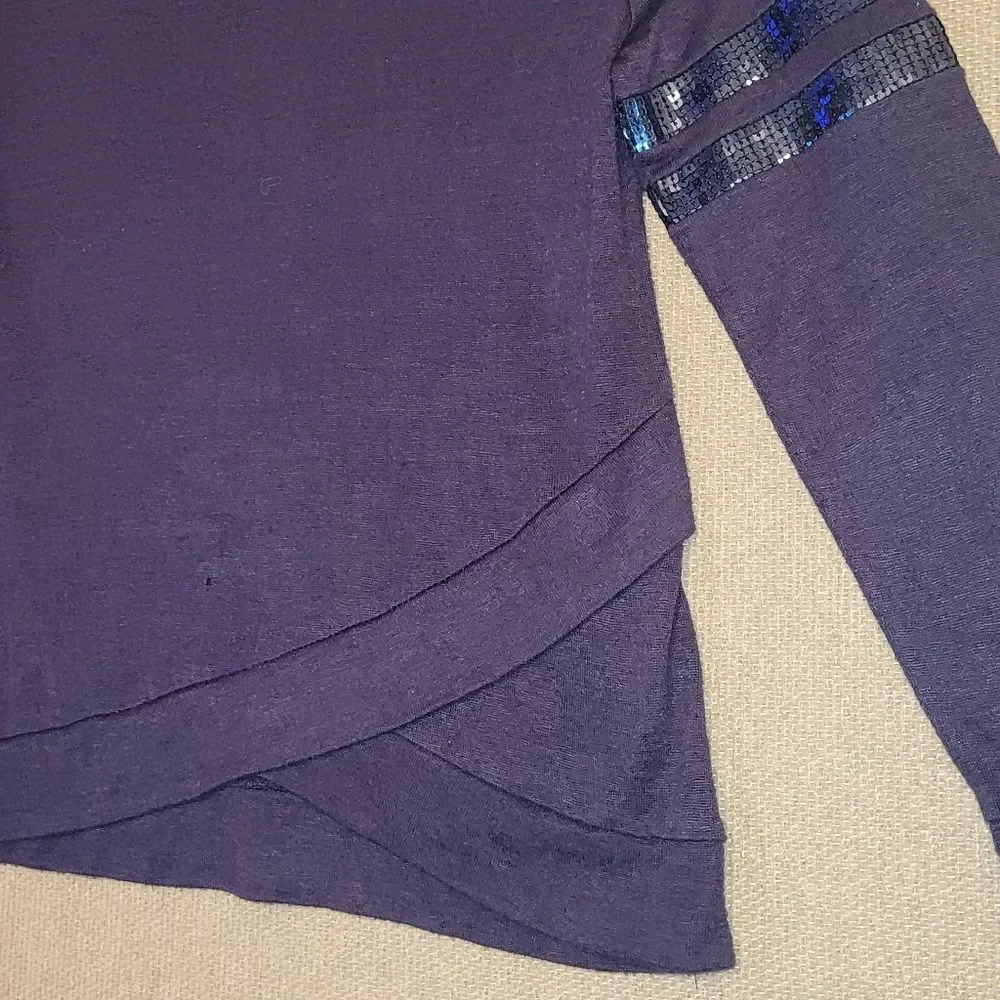 It's Our Time Thin Blue with Sequin Stripes Hooded Top